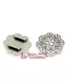 Entrepieza Central Flor 40mm Agujero 13x3mm, Plateada