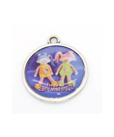 Medalla 2 Muñecas Redonda 22mm, Anilla Agujero 3mm Medalla 2 Muñecas Redonda 22mm, Anilla Agujero 3mm