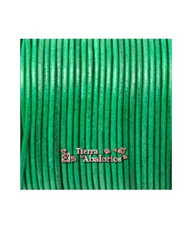 Cordón de Cuero 2mm - Verde Esmeralda Anilina