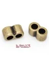 Tubo Doble 15x8mm Agujeros de 5mm, Oro Viejo