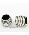 Barril Rayado 18x14mm Agujero 10mm, Plateado