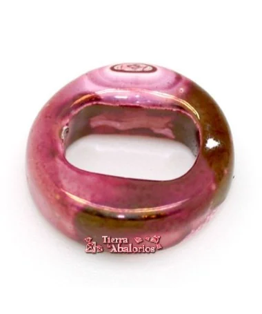 Cerámica Aro 18mm Agujero 10x7mm Fucsia Irisado