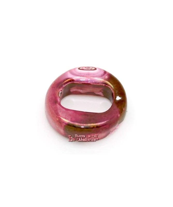 Cerámica Aro 18mm Agujero 10x7mm Fucsia Irisado Cerámica Aro 18mm Agujero 10x7mm Fucsia Irisado