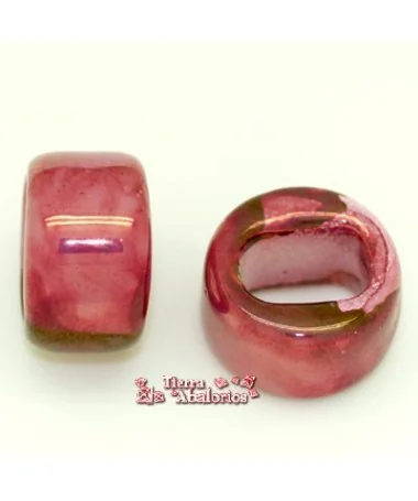Cerámica Regaliz 18x10mm Agujero 10x7mm Fucsia Irisado Cerámica Regaliz 18x10mm Agujero 10x7mm Fucsia Irisado