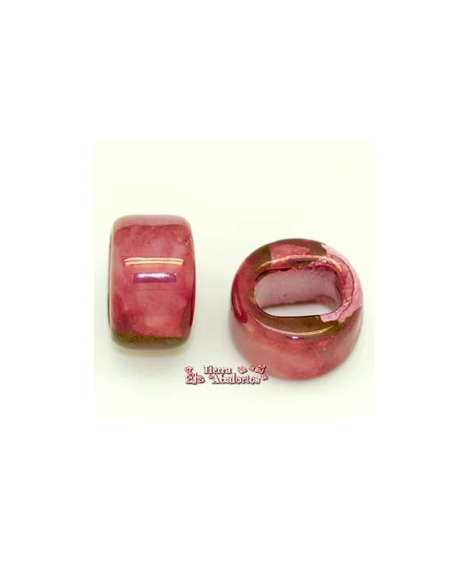 Cerámica Regaliz 18x10mm Agujero 10x7mm Fucsia Irisado Cerámica Regaliz 18x10mm Agujero 10x7mm Fucsia Irisado