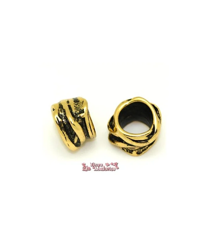 Entrepieza 10x12mm Agujero 8mm Oro Viejo