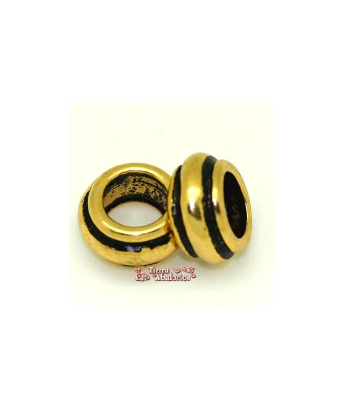 Donut Bordeado 10x8mm Agujero 6mm Oro Viejo