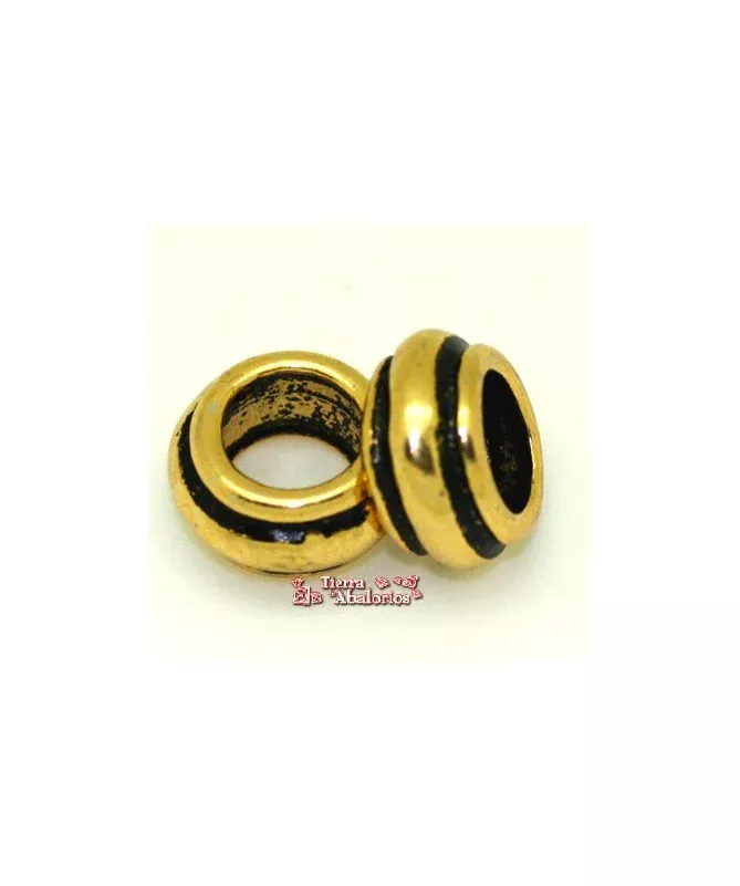 Donut Bordeado 10x8mm Agujero 6mm Oro Viejo