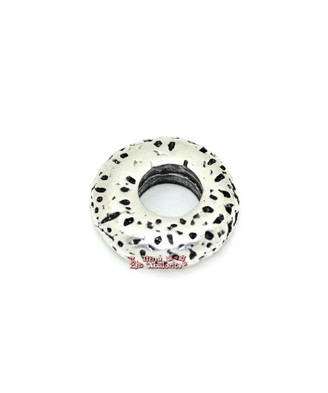 Donut Machacado 16x5mm Agujero 6mm, Plateado