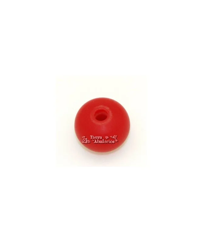 Bola Rondel de Resina 17x13mm Agujero 4mm Rojo Mate