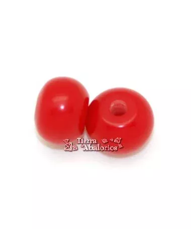 Bola Rondel de Resina 17x13mm Agujero 4mm Rojo Brillo