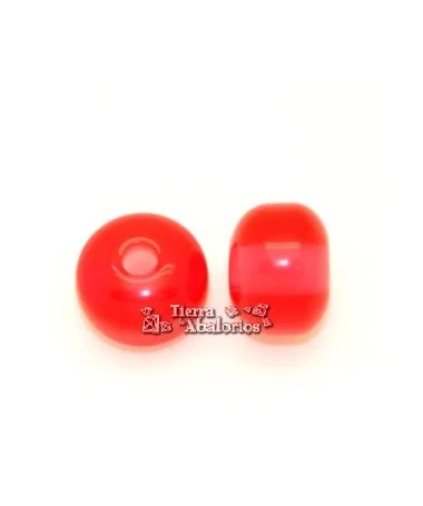 Bola Rondel de Resina 17x13mm Agujero 4mm Rojo Transparente