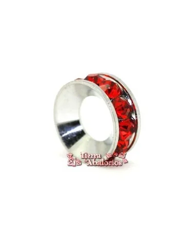 Rondel con Strass 10mm Agujero 5mm Light Siam Rondel con Strass 10mm Agujero 5mm Light Siam