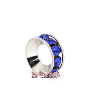 Rondel con Strass 10mm Agujero 5mm Sapphire