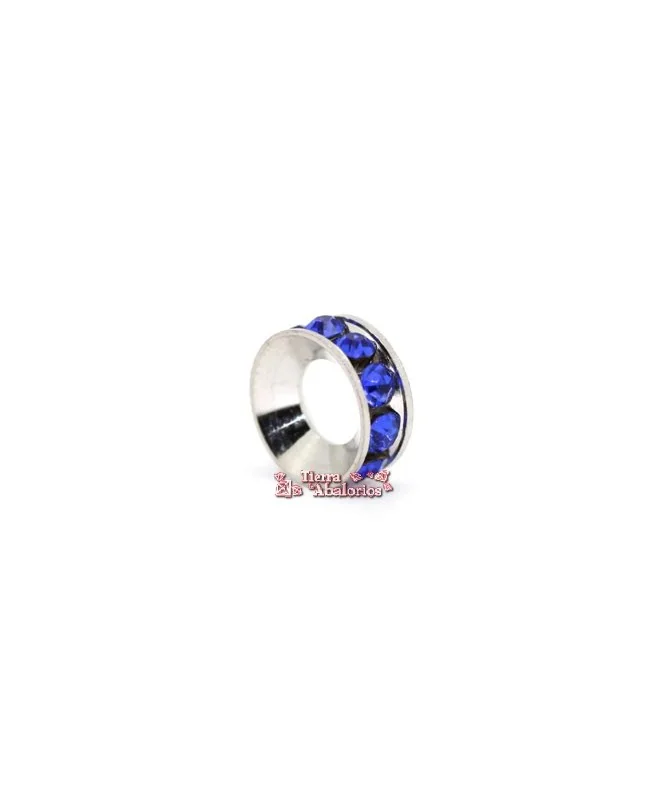 Rondel con Strass 10mm Agujero 5mm Sapphire