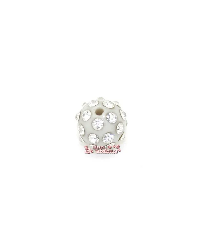 Bola Acrilica 10mm Agujero 2mm Blanca con Swarovski