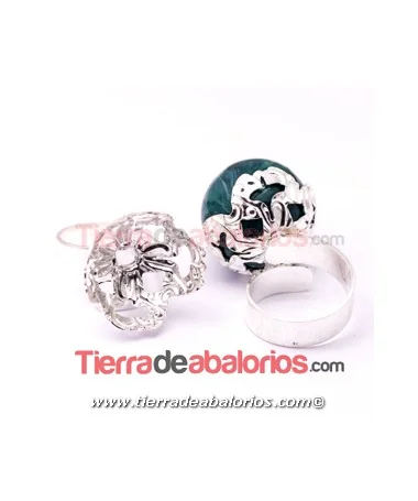 Anillo Ajustable con Filigrana para Bolas 18/20mm, Plateado
