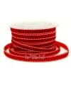 Lazo Terciopelo 10mm Rojo Pespunte Blanco