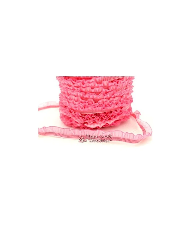 Lazo Elastico con Volantes Rosa Ancho 13mm