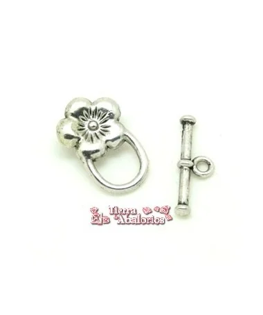 Cierre Adorno Flor 20x13mm, Plateado