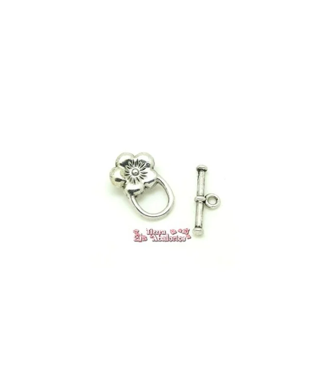 Cierre Adorno Flor 20x13mm, Plateado