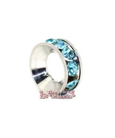 Rondel con Strass 10mm Agujero 5mm Aquamarine