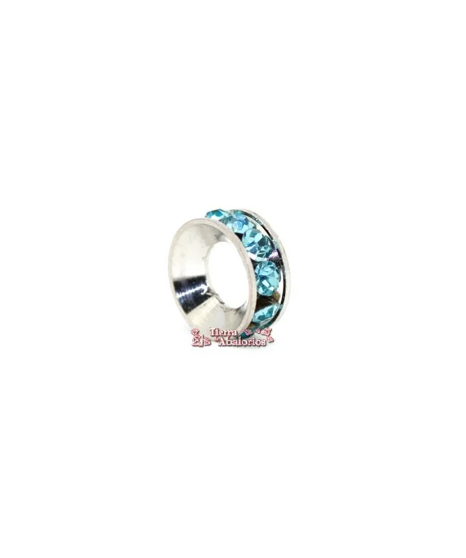 Rondel con Strass 10mm Agujero 5mm Aquamarine