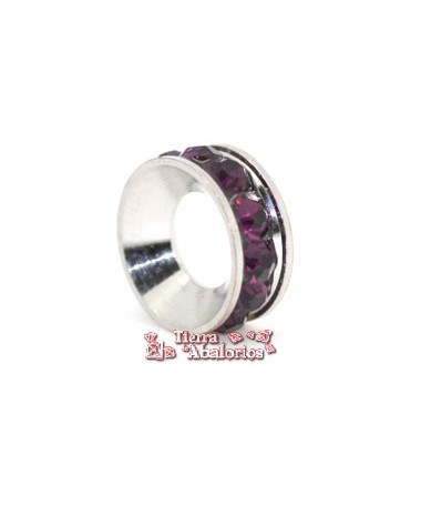 Rondel con Strass 10mm Agujero 5mm Amatista