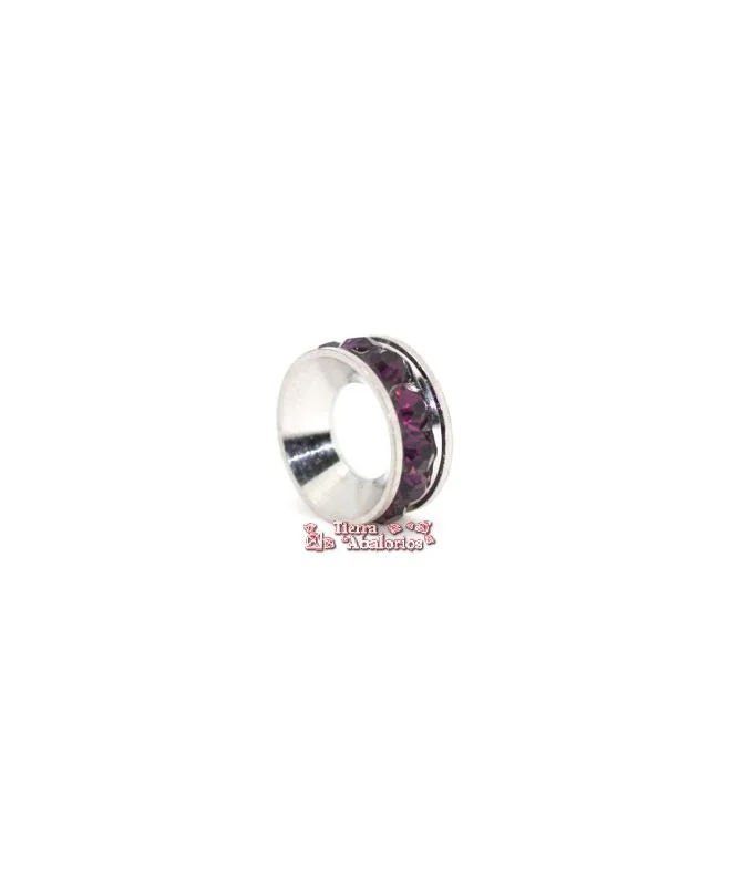 Rondel con Strass 10mm Agujero 5mm Amatista