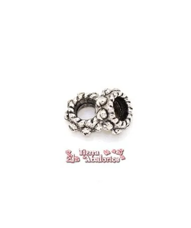 Entrepieza Aro Bolitas 6x3mm Agujero 3mm, Plateada Entrepieza Aro Bolitas 6x3mm Agujero 3mm, Plateada