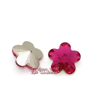 Cabujon Flor Swarovski 10mm, Fucsia