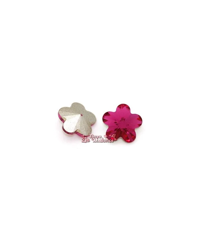 Cabujon Flor Swarovski 10mm, Fucsia