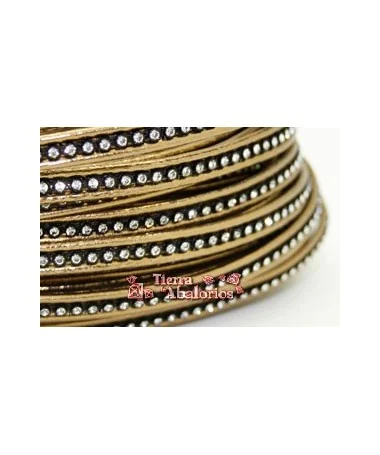 Tira de Polipiel 9mm Oro Viejo Borde de Chatones Swarovski