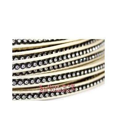 Tira de Polipiel 9mm Dorada con Borde de Chatones Swarovski