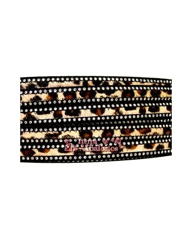 Tira de Piel de Potro 15mm Leopardo con Swarovski (metro) Tira de Piel de Potro 15mm Leopardo con Swarovski (metro)
