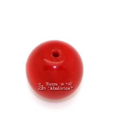 Perla de Cristal Checo 12mm Rojo Coral Mate Brillo