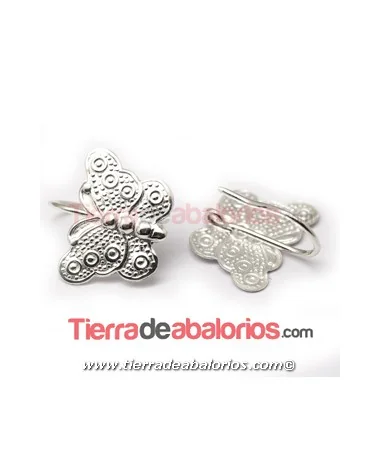 Pendiente Arpón Mariposa 15x20mm con Anilla, Plateado