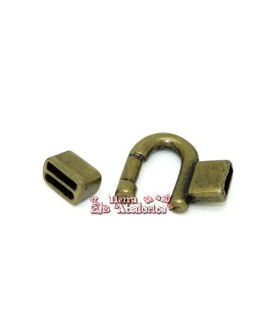Cierre Pasador Doble, Agujero 10x3mm, Oro Viejo