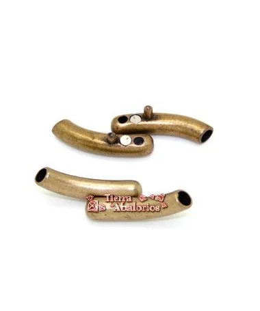 Cierre Tubo Doble con Imán Largo 54mm Agujero 5mm, Oro Viejo