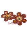 Flor Gros Grain con Brillos Termoadhesiva Marrón