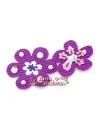 Flor Gros Grain con Brillos Termoadhesiva Morada