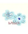 Flor Gros Grain con Brillos Termoadhesiva Celeste