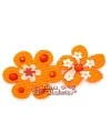 Flor Gros Grain con Brillos Termoadhesiva Naranja