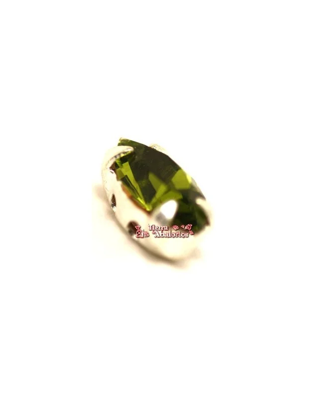 Navette 15x7mm Olivine Engaste Plateado