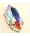 Navette 15x7mm Cristal AB Engaste Plateado