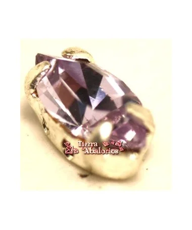 Navette 10x5mm Violet Engaste Plateado