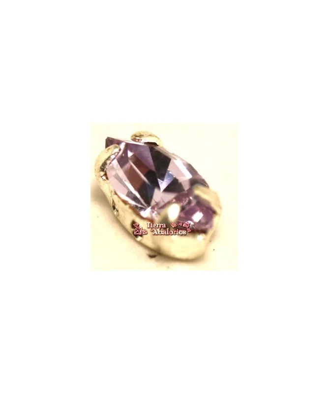 Navette 10x5mm Violet Engaste Plateado