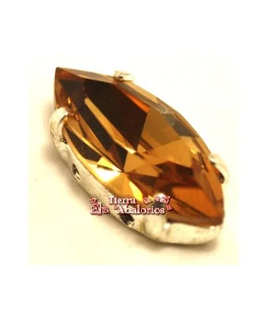 Navette 10x5mm Smoked Topaz Engaste Plateado