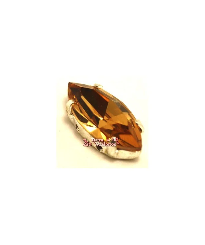 Navette 10x5mm Smoked Topaz Engaste Plateado