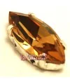 Navette 10x5mm Smoked Topaz Engaste Plateado